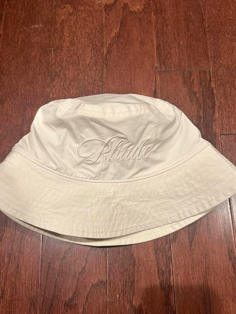 Rhude Cream Embroidered Script Bucket Hat